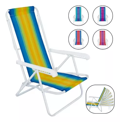 Cadeira Reclinável Mor Alumínio 8 Posições | Praia, Piscina e Camping - Leve e Dobrável