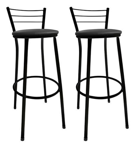 Kit 2 Banquetas Altas em Aço | Assento Acolchoado Impermeável 95cm - Montadas