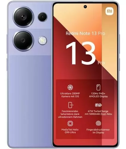 Xiaomi Redmi Note 13 Pro 256GB 8GB RAM 5G - Tela AMOLED 120Hz, Câmera 200MP