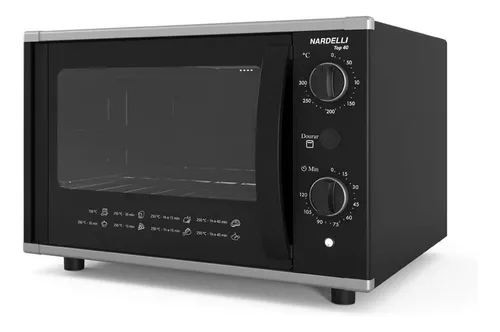 Forno Elétrico de Bancada Nardelli TOP40 Black 40L | Timer 120 Min e Dourador - 220V