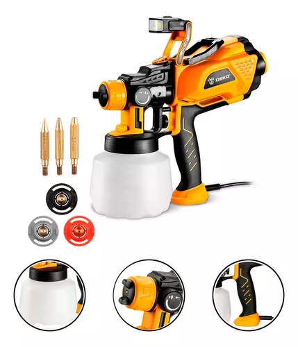 Pistola de Pintura Deko 550W | 800ml, 3 Bicos e Luz de LED - 220V