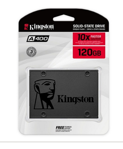 SSD Kingston A400 120GB SATA 2.5” SA400S37/120G – Leitura 500MB/s – Preto