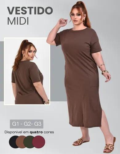 Vestido Feminino Plus Size Longo Casual com Bolso – Algodão Macio, Confortável e Estiloso
